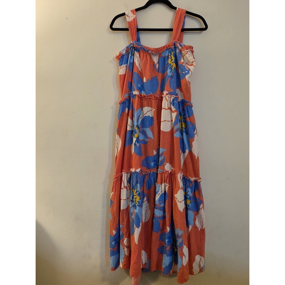 Free People Women's Size XS Moonshine Tiered Midi Dress Tropical - Picture 4 of 7